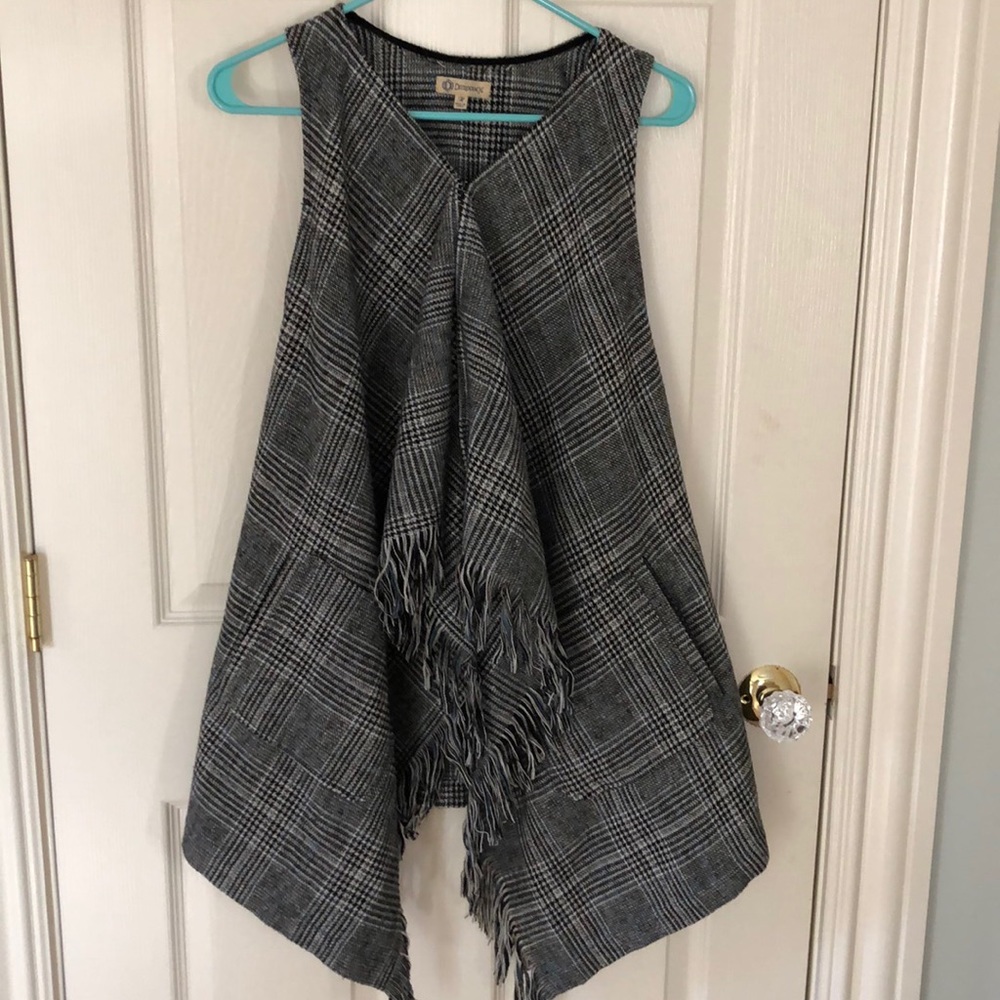 Plaid fringe vest